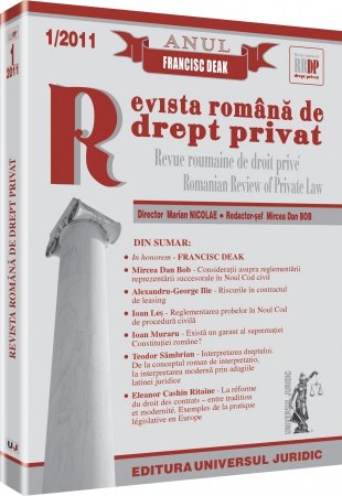 Imagine Revista romana de drept privat, Nr. 1/2011